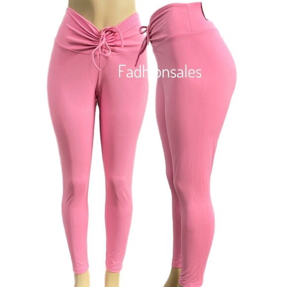 Victoria’s Secret Pink Active high Waist Full Length Ruched V leggings Pink XXL - Picture 3 of 4